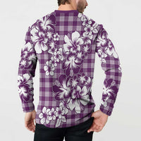Hibiscus Pakala Sweetie Purple Button Sweatshirt Tropical Floral Stylized - Polynesian Pride