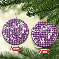 Hibiscus Pakala Sweetie Purple Ceramic Ornament Tropical Floral Stylized LT01 Circle Purple - Polynesian Pride