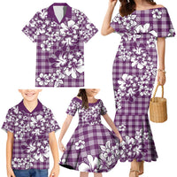Hibiscus Pakala Sweetie Purple Family Matching Mermaid Dress and Hawaiian Shirt Tropical Floral Stylized - Polynesian Pride