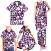 Hibiscus Pakala Sweetie Purple Family Matching Tank Maxi Dress and Hawaiian Shirt Tropical Floral Stylized - Polynesian Pride
