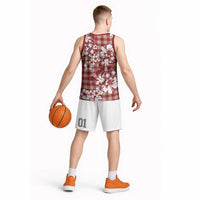 Hibiscus Pakala Fantasy Red Basketball Jersey Tropical Floral Stylized - Polynesian Pride