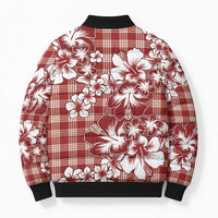 Hibiscus Pakala Fantasy Red Bomber Puffer Jacket Tropical Floral Stylized - Polynesian Pride
