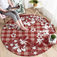 Hibiscus Pakala Fantasy Red Round Carpet Tropical Floral Stylized - Polynesian Pride