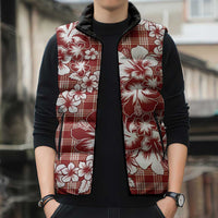 Hibiscus Pakala Fantasy Red Sleeveless Puffer Jacket Tropical Floral Stylized - Polynesian Pride