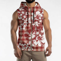 Hibiscus Pakala Fantasy Red Sleeveless Zip Hoodie Tropical Floral Stylized LT01 - Polynesian Pride