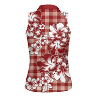 Hibiscus Pakala Fantasy Red Women Sleeveless Polo Shirt Tropical Floral Stylized LT01 - Polynesian Pride