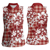 Hibiscus Pakala Fantasy Red Women Sleeveless Polo Shirt Tropical Floral Stylized LT01 - Polynesian Pride