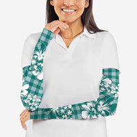 Hibiscus Pakala Aqua Teal Arm Sleeves Tropical Floral Stylized - Polynesian Pride
