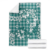 Hibiscus Pakala Aqua Teal Blanket Tropical Floral Stylized - Polynesian Pride