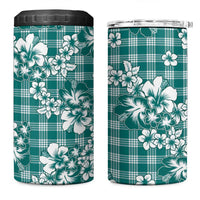 Hibiscus Pakala Aqua Teal 4 in 1 Can Cooler Tumbler Tropical Floral Stylized - Polynesian Pride