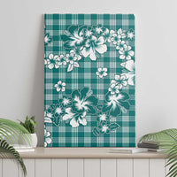 Hibiscus Pakala Aqua Teal Canvas Wall Art Tropical Floral Stylized - Polynesian Pride