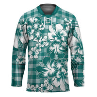 Hibiscus Pakala Aqua Teal Hockey Jersey Tropical Floral Stylized LT01 Unisex Teal - Polynesian Pride