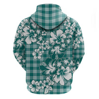 Hibiscus Pakala Aqua Teal Hoodie Tropical Floral Stylized - Polynesian Pride