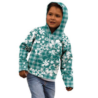 Hibiscus Pakala Aqua Teal Kid Hoodie Tropical Floral Stylized - Polynesian Pride
