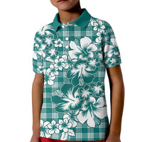 Hibiscus Pakala Aqua Teal Kid Polo Shirt Tropical Floral Stylized - Polynesian Pride