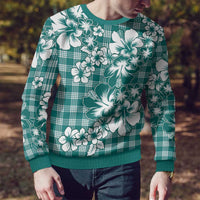 Hibiscus Pakala Aqua Teal Ugly Christmas Sweater Tropical Floral Stylized - Polynesian Pride