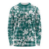 Hibiscus Pakala Aqua Teal Long Sleeve Shirt Tropical Floral Stylized LT01 Unisex Teal - Polynesian Pride