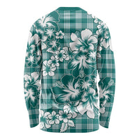 Hibiscus Pakala Aqua Teal Long Sleeve Shirt Tropical Floral Stylized LT01 - Polynesian Pride