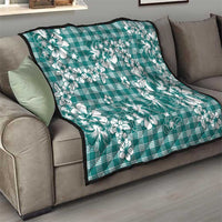 Hibiscus Pakala Aqua Teal Quilt Tropical Floral Stylized - Polynesian Pride
