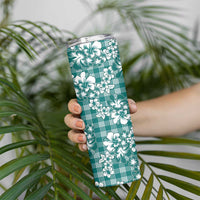 Hibiscus Pakala Aqua Teal Skinny Tumbler Tropical Floral Stylized - Polynesian Pride