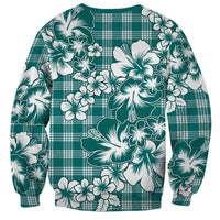 Hibiscus Pakala Aqua Teal Sweatshirt Tropical Floral Stylized - Polynesian Pride