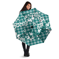 Hibiscus Pakala Aqua Teal Umbrella Tropical Floral Stylized - Polynesian Pride
