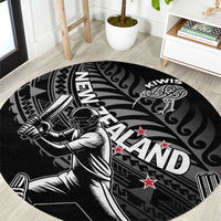 New Zealand Cricket Round Carpet Maori Kiwi Black Fern LT01 Black - Polynesian Pride