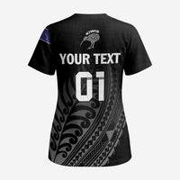 Custom New Zealand Cricket Scrub Top Maori Kiwi Black Fern LT01 - Polynesian Pride