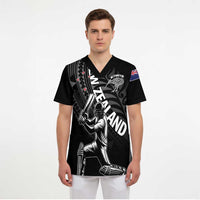 Custom New Zealand Cricket Scrub Top Maori Kiwi Black Fern LT01 - Polynesian Pride