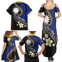Personalised Nauru Family Matching Summer Maxi Dress and Hawaiian Shirt Naoero Proud Plumeria