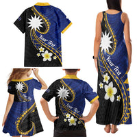 Personalised Nauru Family Matching Tank Maxi Dress and Hawaiian Shirt Naoero Proud Plumeria