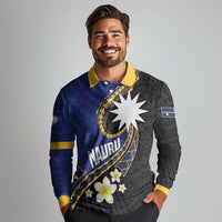 Personalised Nauru Long Sleeve Polo Shirt Naoero Proud Plumeria