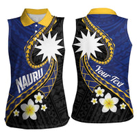 Personalised Nauru Women Sleeveless Polo Shirt Naoero Proud Plumeria