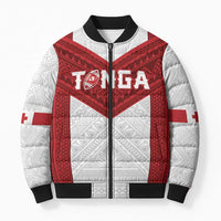 Tonga Rugby Custom Bomber Puffer Jacket Tonga Sea Eagles Go Champions LT01 Unisex Red - Polynesian Pride