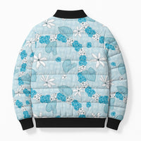 Hawaii Anthurium Tiare Pikake Lei Bomber Puffer Jacket UliUli Lauhala Art Pattern LT01 - Polynesian Pride