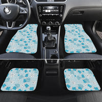 Hawaii Anthurium Tiare Pikake Lei Car Mats UliUli Lauhala Art Pattern LT01 Set 4pcs Blue - Polynesian Pride