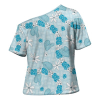 Hawaii Anthurium Tiare Pikake Lei Cross Shoulder Shirt UliUli Lauhala Art Pattern LT01 - Polynesian Pride