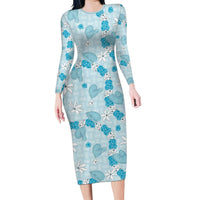 Hawaii Anthurium Tiare Pikake Lei Family Matching Long Sleeve Bodycon Dress and Hawaiian Shirt UliUli Lauhala Art Pattern