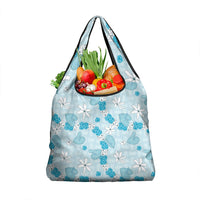 Hawaii Anthurium Tiare Pikake Lei Grocery Bag UliUli Lauhala Art Pattern LT01 1-pack One Size Blue - Polynesian Pride