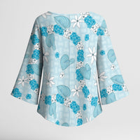 Hawaii Anthurium Tiare Pikake Lei Kimono Sleeve Blouse UliUli Lauhala Art Pattern LT01 - Polynesian Pride