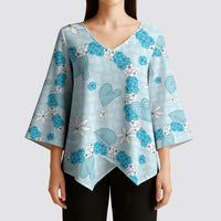 Hawaii Anthurium Tiare Pikake Lei Kimono Sleeve Blouse UliUli Lauhala Art Pattern LT01 - Polynesian Pride
