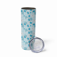 Hawaii Anthurium Tiare Pikake Lei Skinny Tumbler UliUli Lauhala Art Pattern LT01 - Polynesian Pride