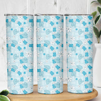 Hawaii Anthurium Tiare Pikake Lei Skinny Tumbler UliUli Lauhala Art Pattern LT01 - Polynesian Pride