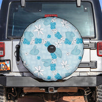 Hawaii Anthurium Tiare Pikake Lei Spare Tire Cover UliUli Lauhala Art Pattern LT01 Blue - Polynesian Pride