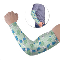 Hawaii Anthurium Tiare Pikake Lei Arm Sleeves Omaomao Lauhala Art Pattern LT01 Set of 2 Green - Polynesian Pride