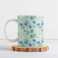 Hawaii Anthurium Tiare Pikake Lei Ceramic Mug Omaomao Lauhala Art Pattern LT01 Green - Polynesian Pride