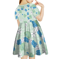 Hawaii Anthurium Tiare Pikake Lei Kid Short Sleeve Dress Omaomao Lauhala Art Pattern LT01 - Polynesian Pride