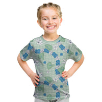 Hawaii Anthurium Tiare Pikake Lei Kid T Shirt Omaomao Lauhala Art Pattern LT01 Green - Polynesian Pride