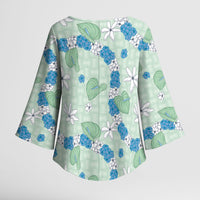 Hawaii Anthurium Tiare Pikake Lei Kimono Sleeve Blouse Omaomao Lauhala Art Pattern LT01 - Polynesian Pride