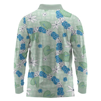 Hawaii Anthurium Tiare Pikake Lei Long Sleeve Polo Shirt Omaomao Lauhala Art Pattern LT01 - Polynesian Pride